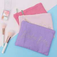 Wholesale 3D Printing peach design travel transparent pvc clear pink cosmetic bag with zipper