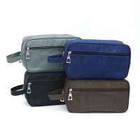 Custom Mens Travel Toiletry Bag Makeup Organizer Canvas Cosmetic Bag For Men